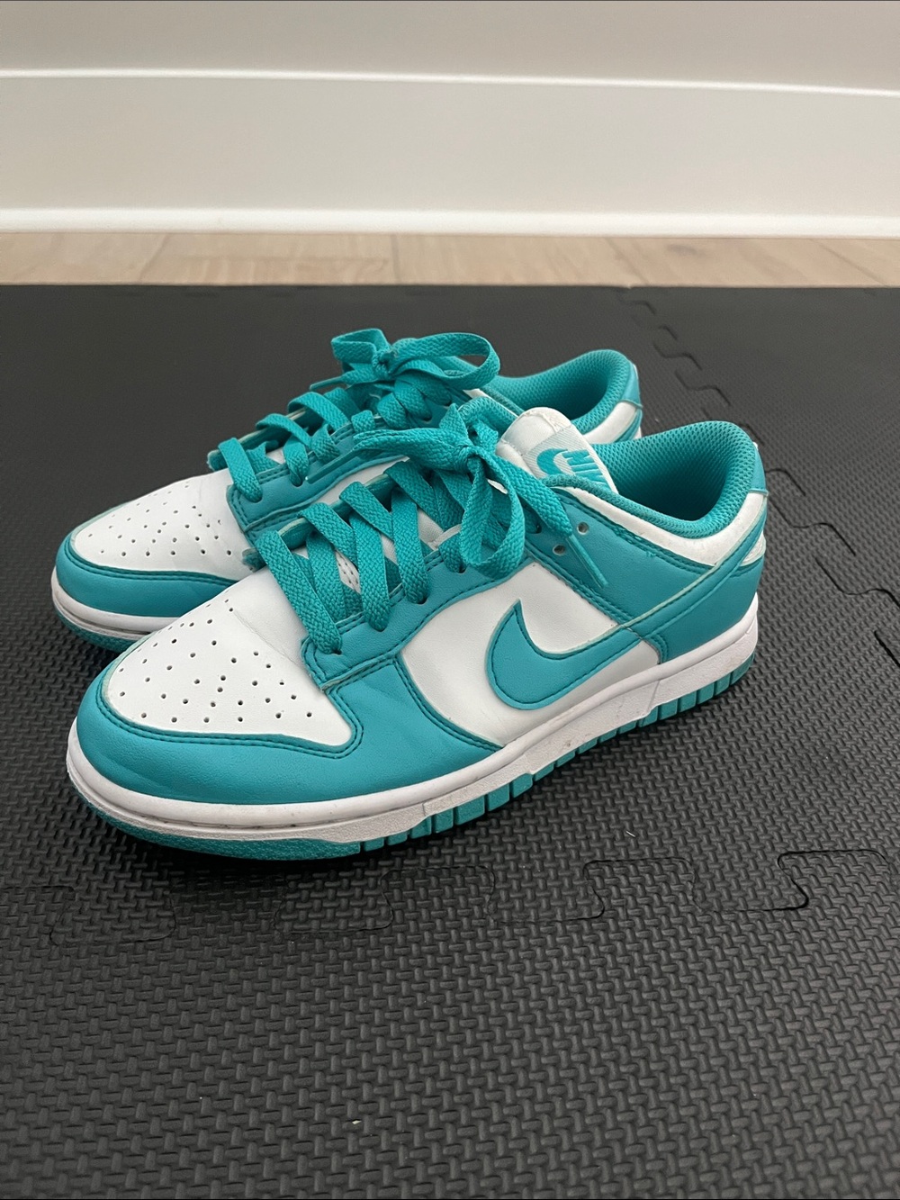 Nike Teal and White Dunks